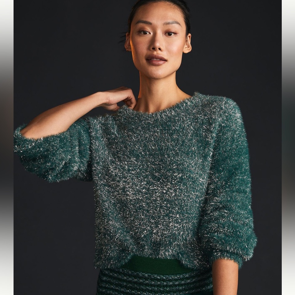 NWT Anthropologie Maeve Tinsel Eyelash Sweater